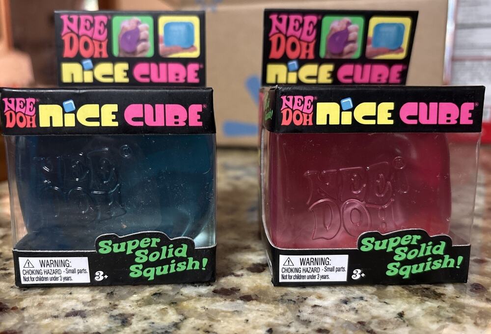 Nee Doh Nice Cube Super Solid Squish. Set of 2- Pink & Blue - Brand New Sealed